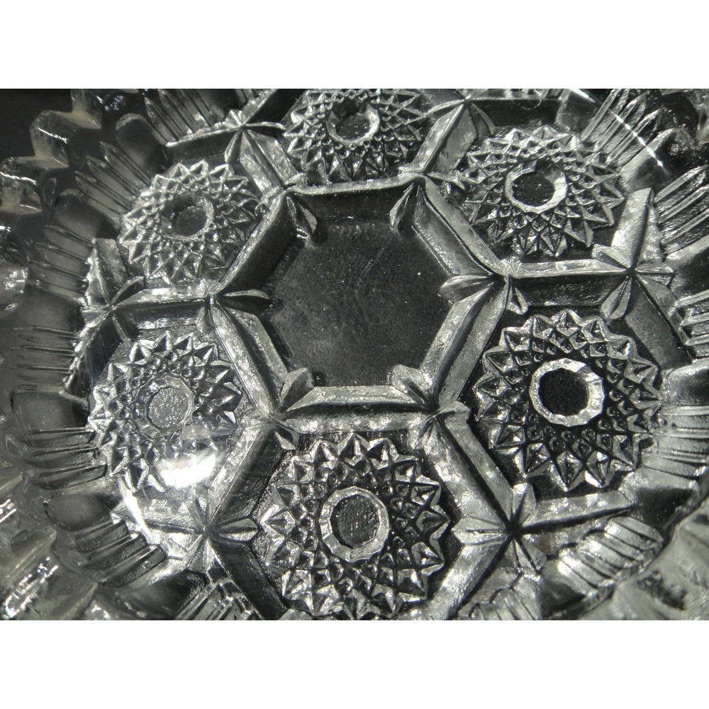 VTG Clear Pressed Glass Coasters Ashtray Set of 4 Starburst Sawtooth Edge 4.25" - Picture 4 of 6